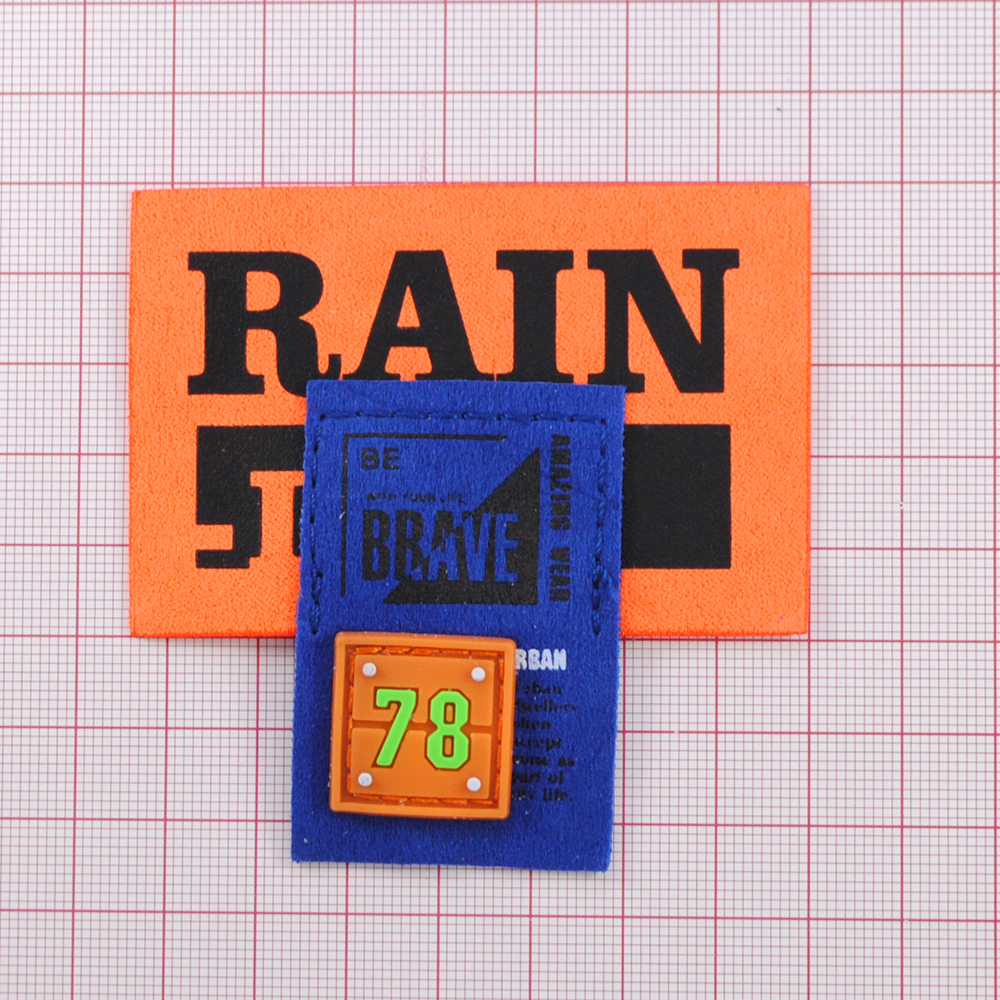 Лейба к/з Rain 7,5*7,5см, оранж., чёрн., син., флажок зел. шт. Лейба Ткань