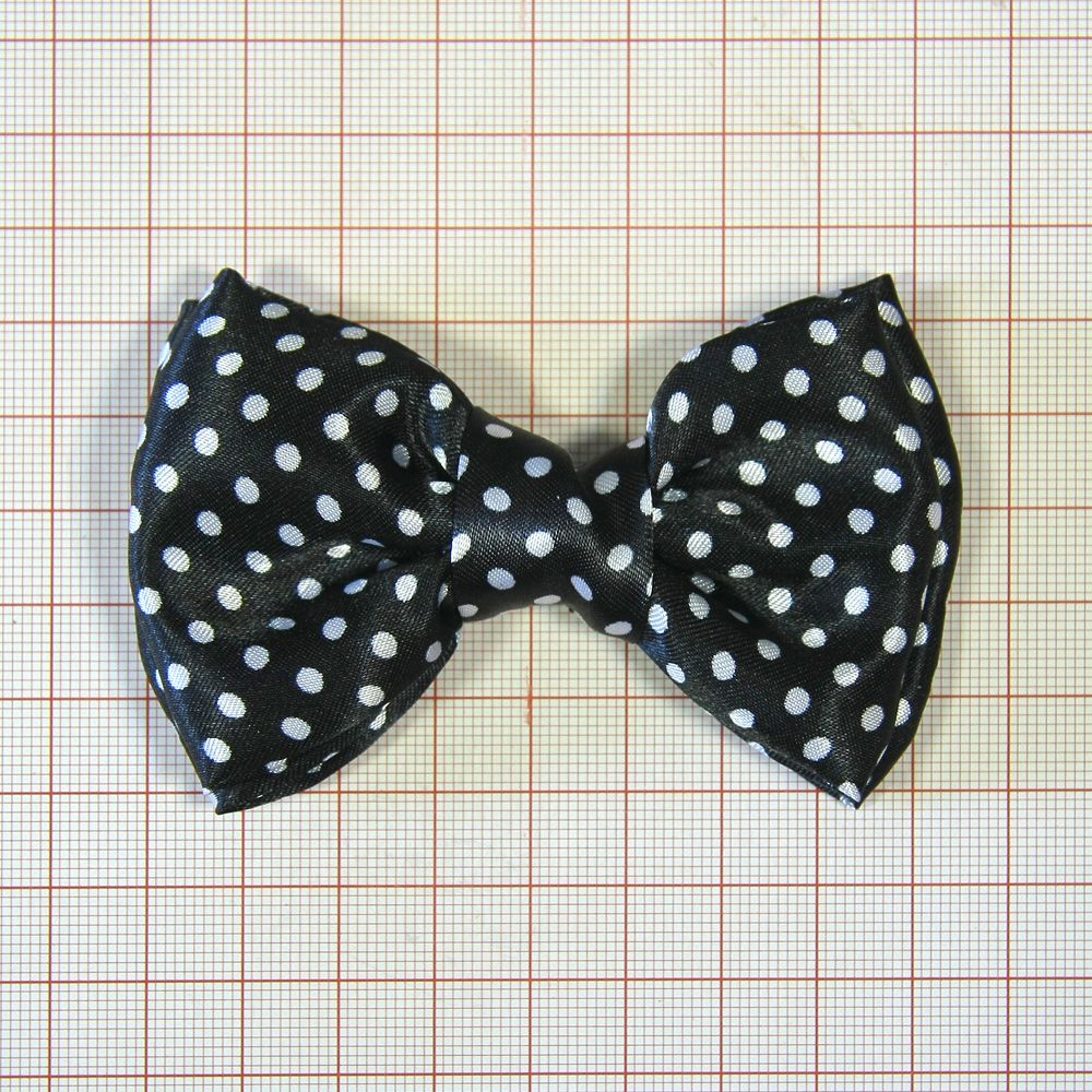 Аппликация декор обувная SAF2198 9*6см черный бантик, бел. мелк. горох, шт. Аппликации Пришивные Цветы Банты