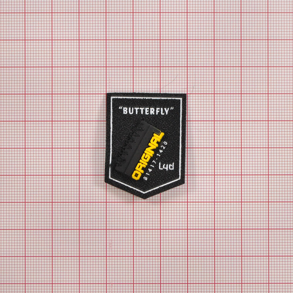 Лейба тканевая Butterfly, 3*4см, черный, белый, желтый, шт. Лейба Ткань