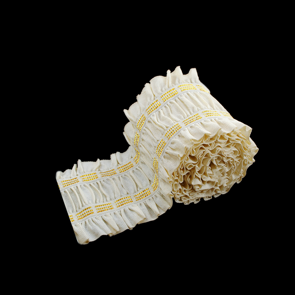 Резинка №49 7см рюш кремовый, золото, ярд. Резинка