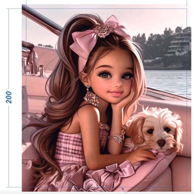 Аппликация композит, Девочка с собакой, 18*20см, королевский атлас, сублимация, лазер, SS6 32586, шт. Аппликация композит