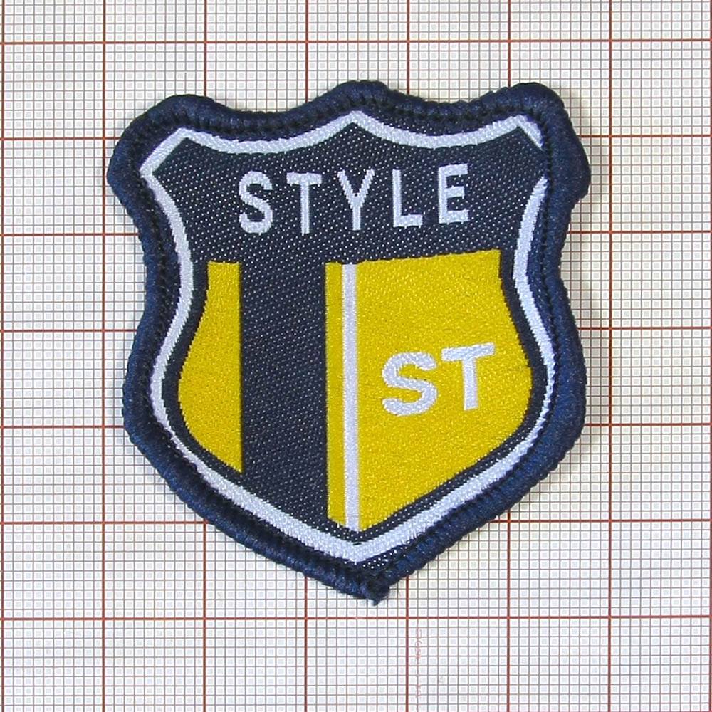 Нашивка тканевая A48 Style ST 4,7*5см темно-синяя, желто-белый рисунок, шт. Нашивка Вышивка, Ткань