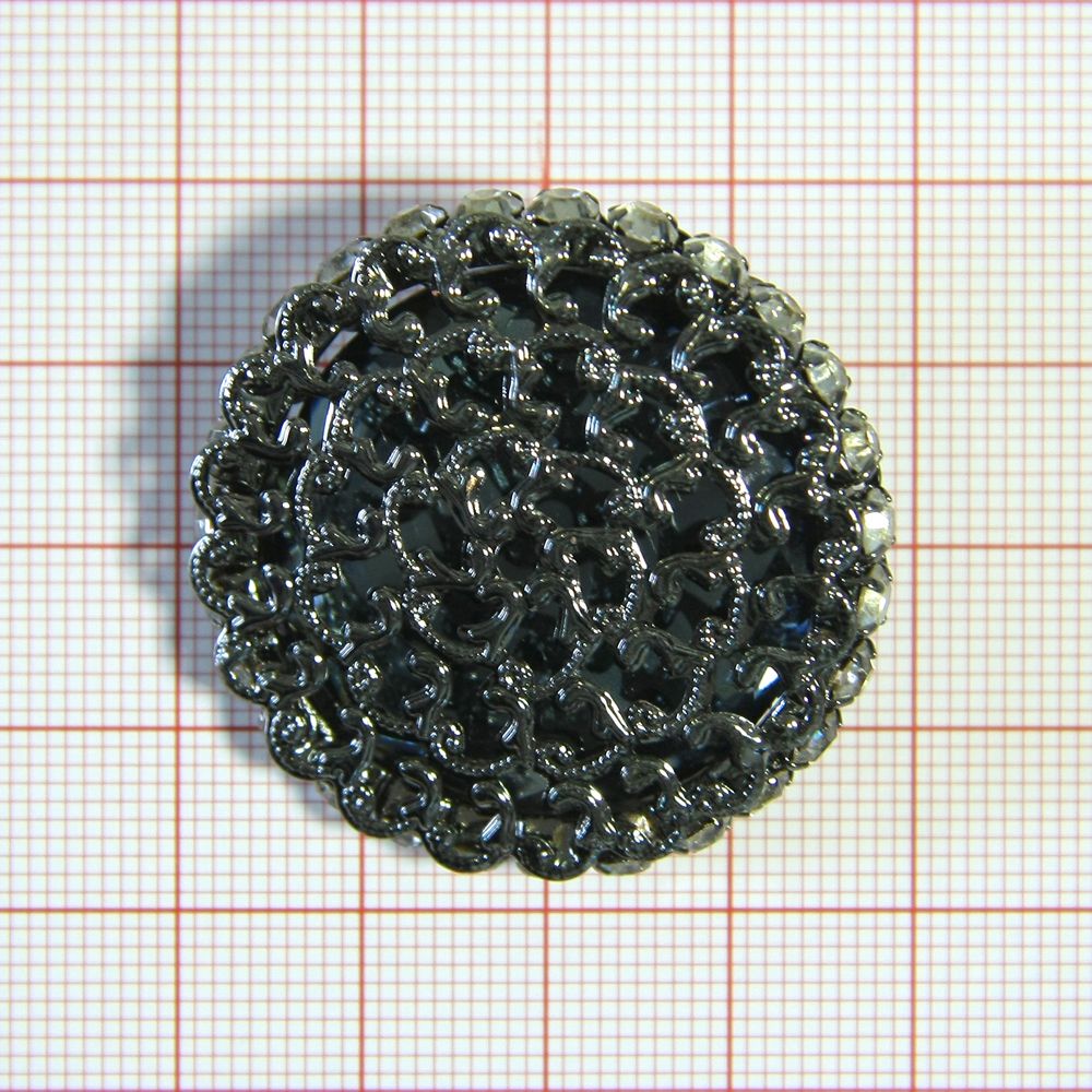 Пуговица шубная Плетёнка 38мм black nikel, белый, black diamond, шт. Пуговица Шубная