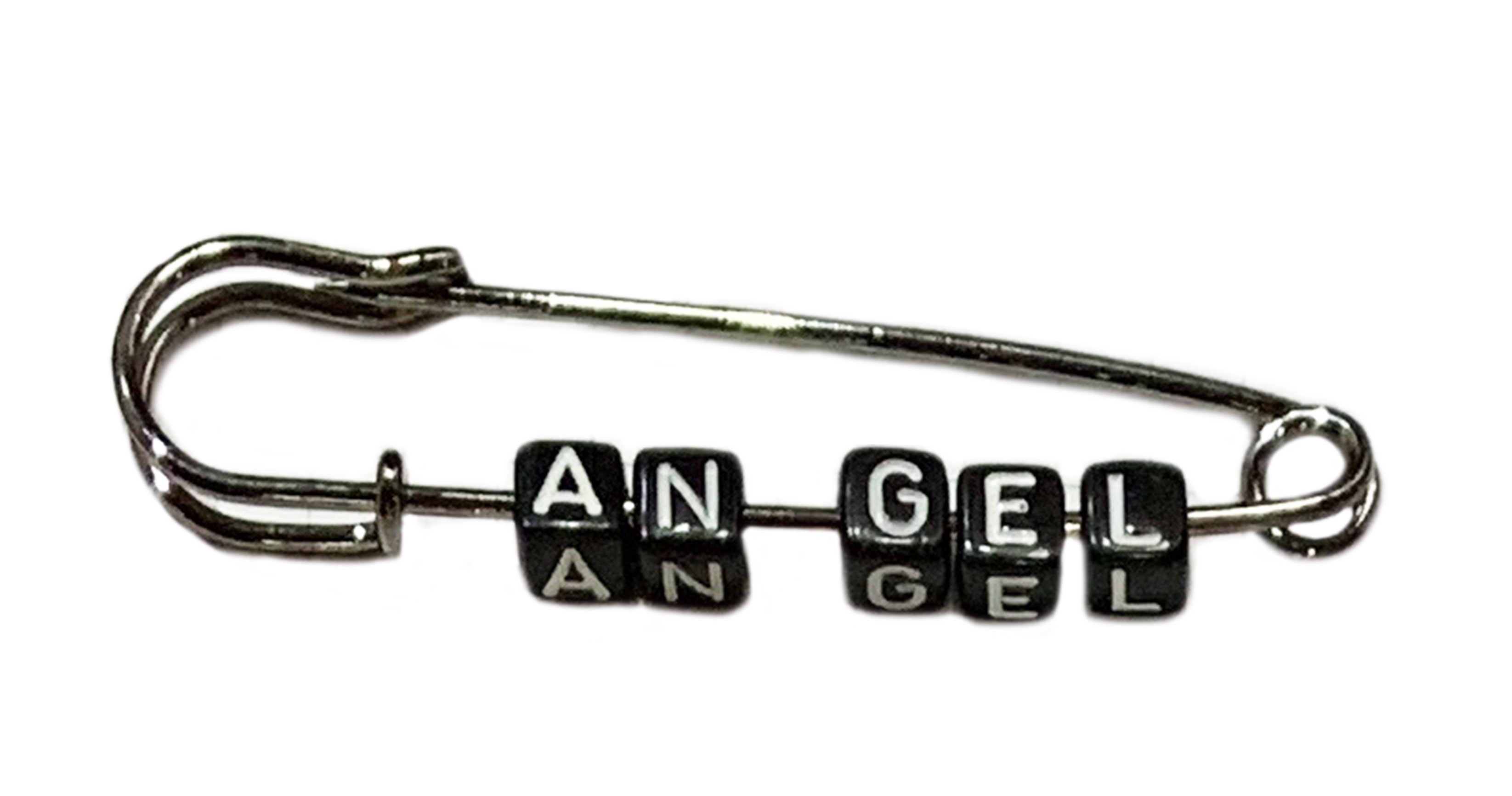 Булавка ANGEL 6,5см блек никель, черные бусины, белые буквы, шт. Булавки