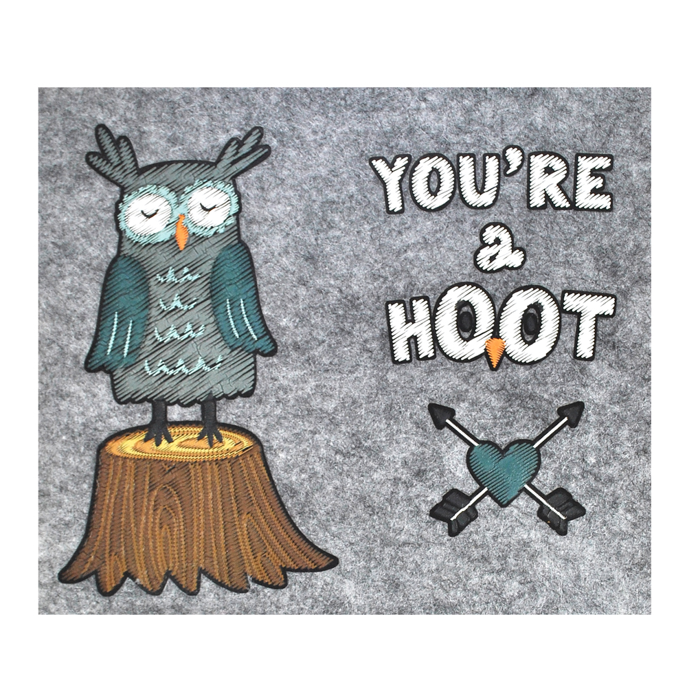 Термоаппликация Сова на пеньке 16*15,3см, зеленый, белый, коричневый, желтый, шт. Термопереводки Детские