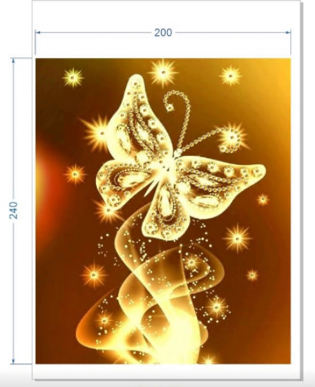 Аппликация композит, Бабочка, 20*24см, SS10 золото 24484, дайвинг, сублимация, лазер, шт. Аппликация композит