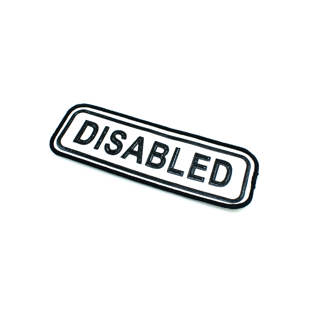 Нашивка тканевая Disabled 17*6см, бело-черная, резиновый рисунок. Нашивка Резиновый Конгрев