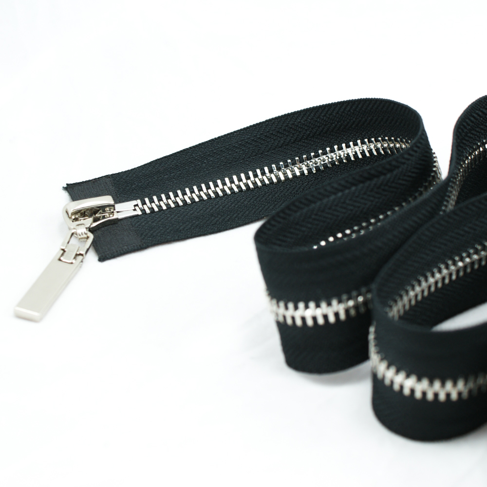 Змейка металлическая  №5 105см O/Е NIKEL, черная ткань, двустороняя, шт. Змейка Металл