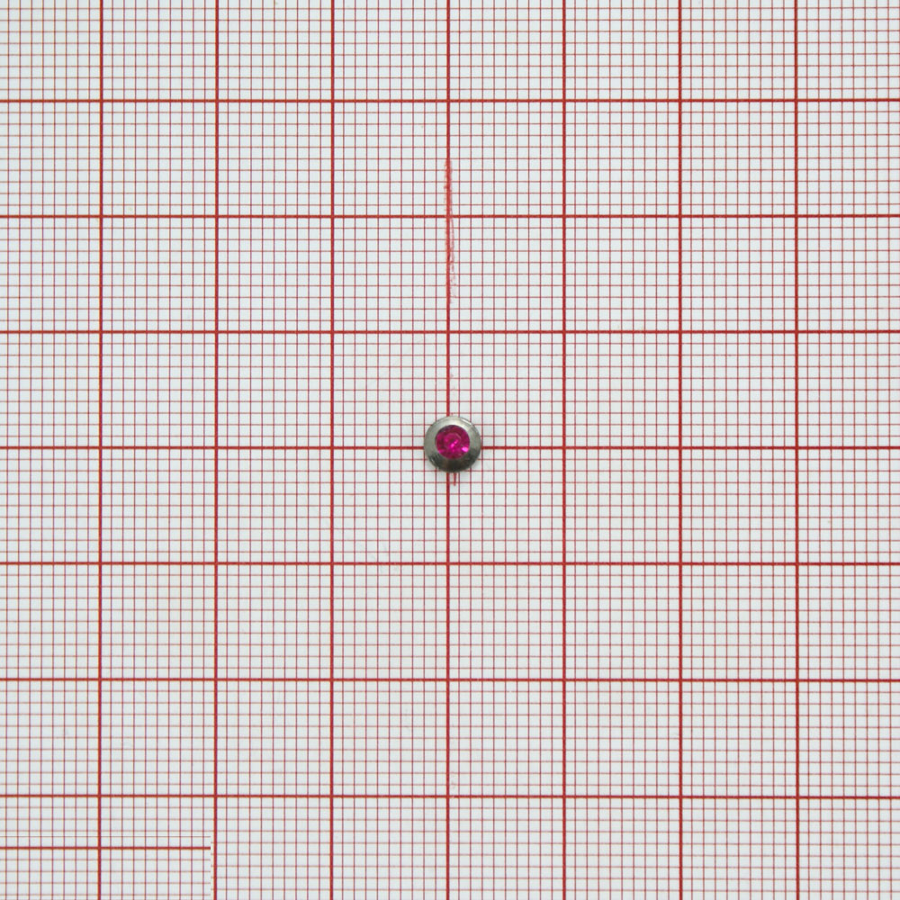 Украшение металл Камень 3мм NIKEL, малиновый /выпуклый в металле/, 1т.шт. Декор Металл на ножке (для кожи, резины, ткани)