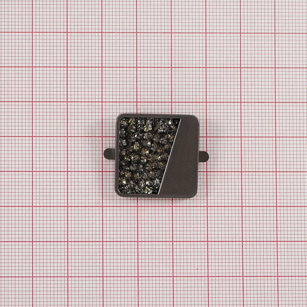 Краб камни и металл Квадрат Правый, 2,3*2,3см, матовый никель блек, черный, шт. Крабы Металл Геометрия Декор