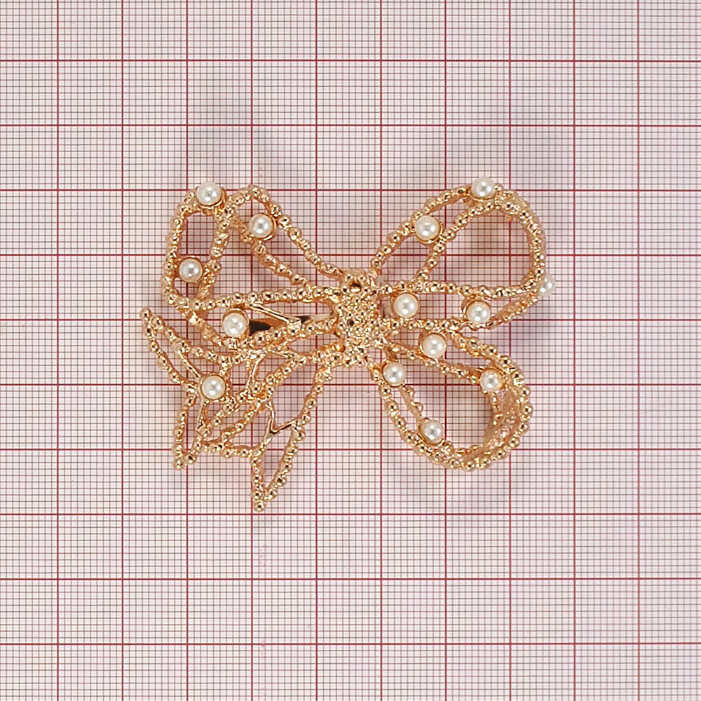 Краб металл 3508 Паутинка GOLD, белый жемчуг 65*50, шт. Крабы Металл Геометрия Декор