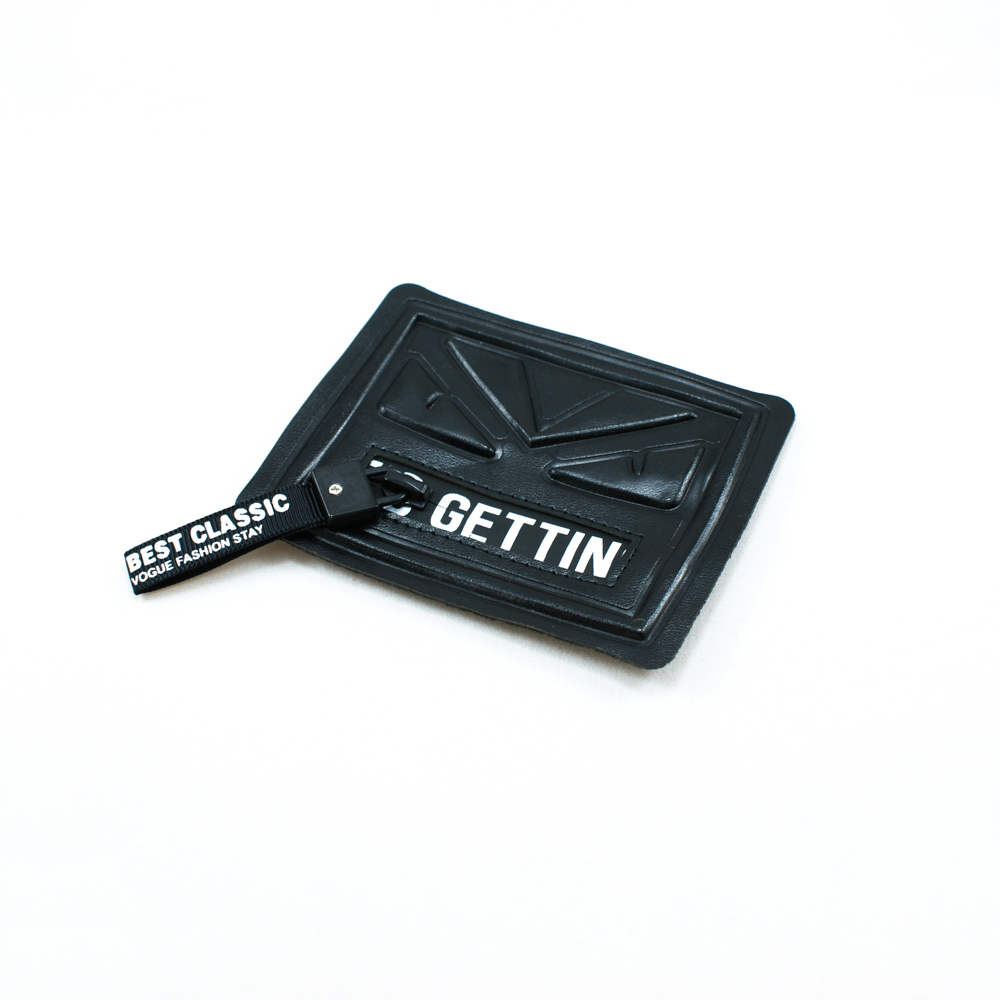 Аппликация пришивная кожзам BEST CLASSIK карман прямоугольный, змейка 7*9см черный, белый, шт. Нашивка Кожзам