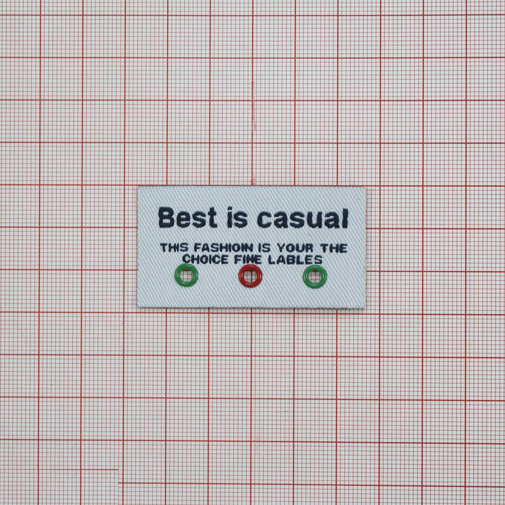 Лейба тканевая Best is Casual 54*29мм, бело-черная, блочка красная, зеленая и белая, шт. Лейба Ткань