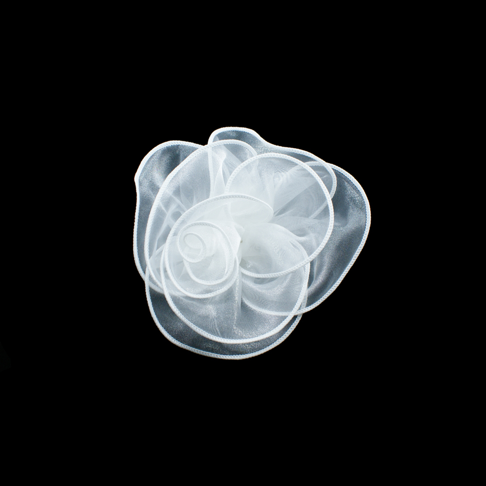 Аппликация декор Цветок органза 12см, белый. Аппликации Пришивные Цветы Банты