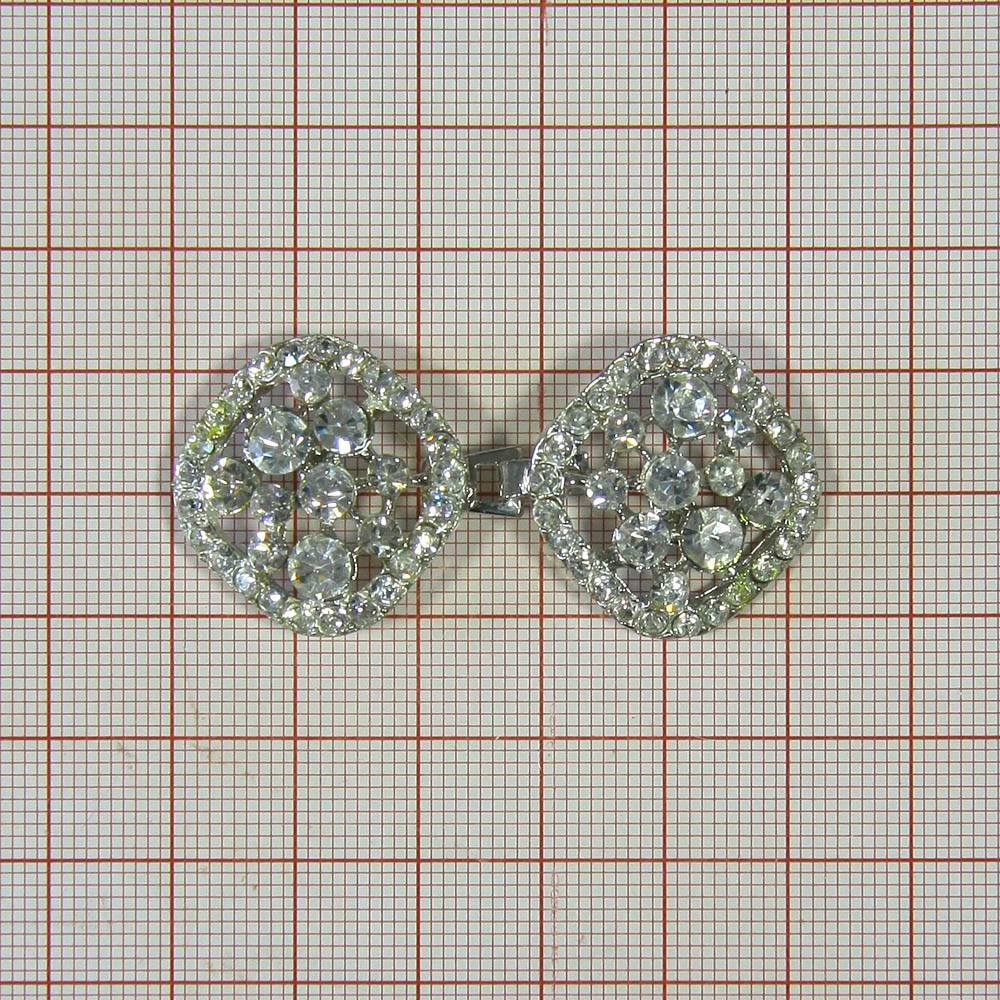 Крючок шубный 5433 NIKEL, белые камни, шт. Клипсы шубные, крючки