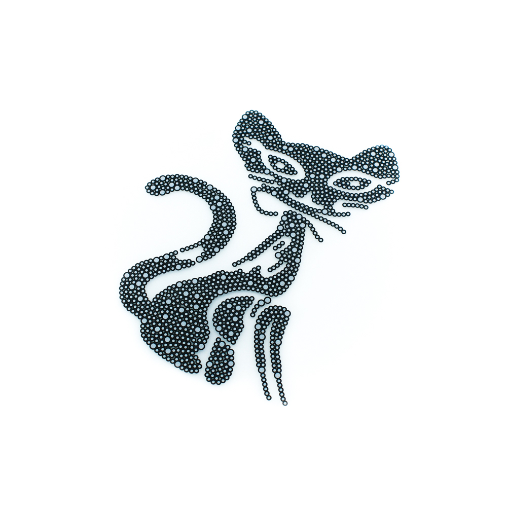 Термоаппликация резиновая Элегантная кошка 9*7,5см черный, белый, шт. Термопереводки Резиновые, Термопленка