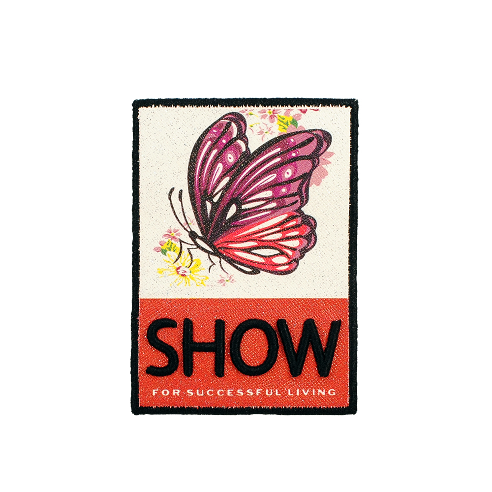 Нашивка тканевая SHOW 8*11см прямоугольной формы, рисунок цветная бабочка, шт. Нашивка Ткань, Войлок