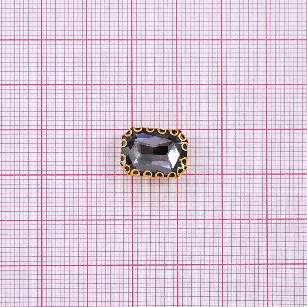 Стразы пришивные в металле, прямоугольник, оправа, 1*1,4см, black diamond, шт. Стразы пришивные в металле