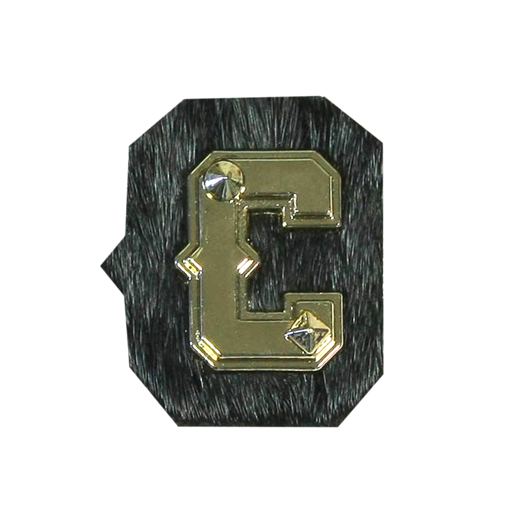 Лейба кожа "C" 25*22мм черный ворс, GOLD. Лейба Кожзам