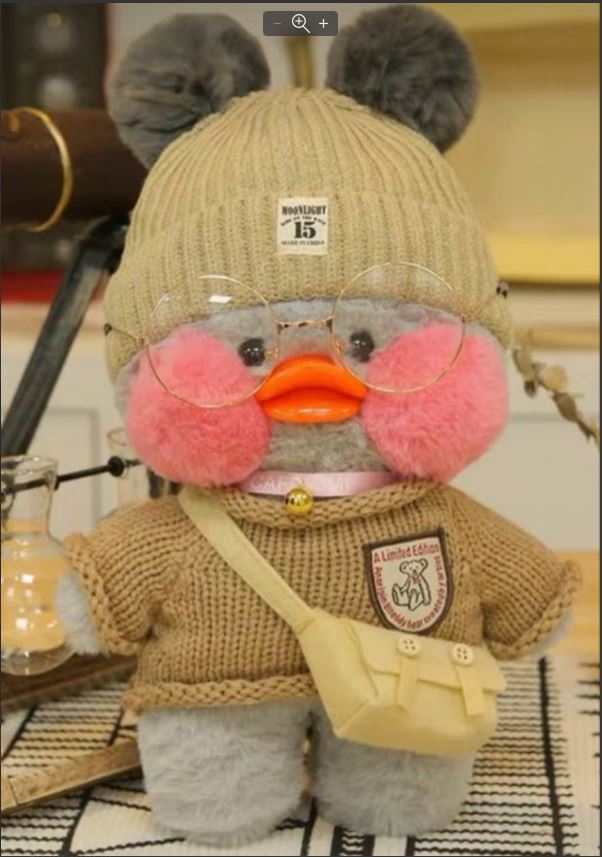 Аппликация клеевая Утка в шапке с помпонами, 20*13см, контур /белая плащевка/, шт. Аппликация клеевая