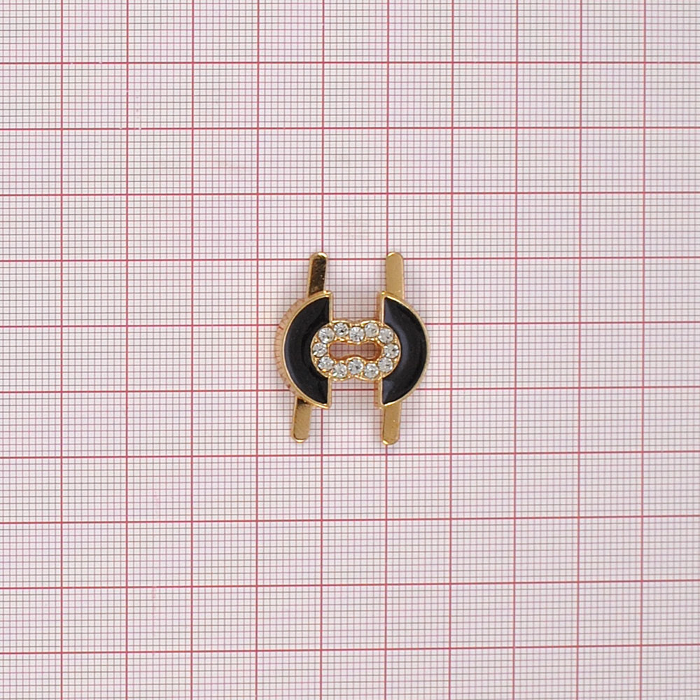 Краб металл 43973 Мостики 19*25мм GOLD, белые камни, черная эмаль, шт. Крабы Металл Геометрия Декор