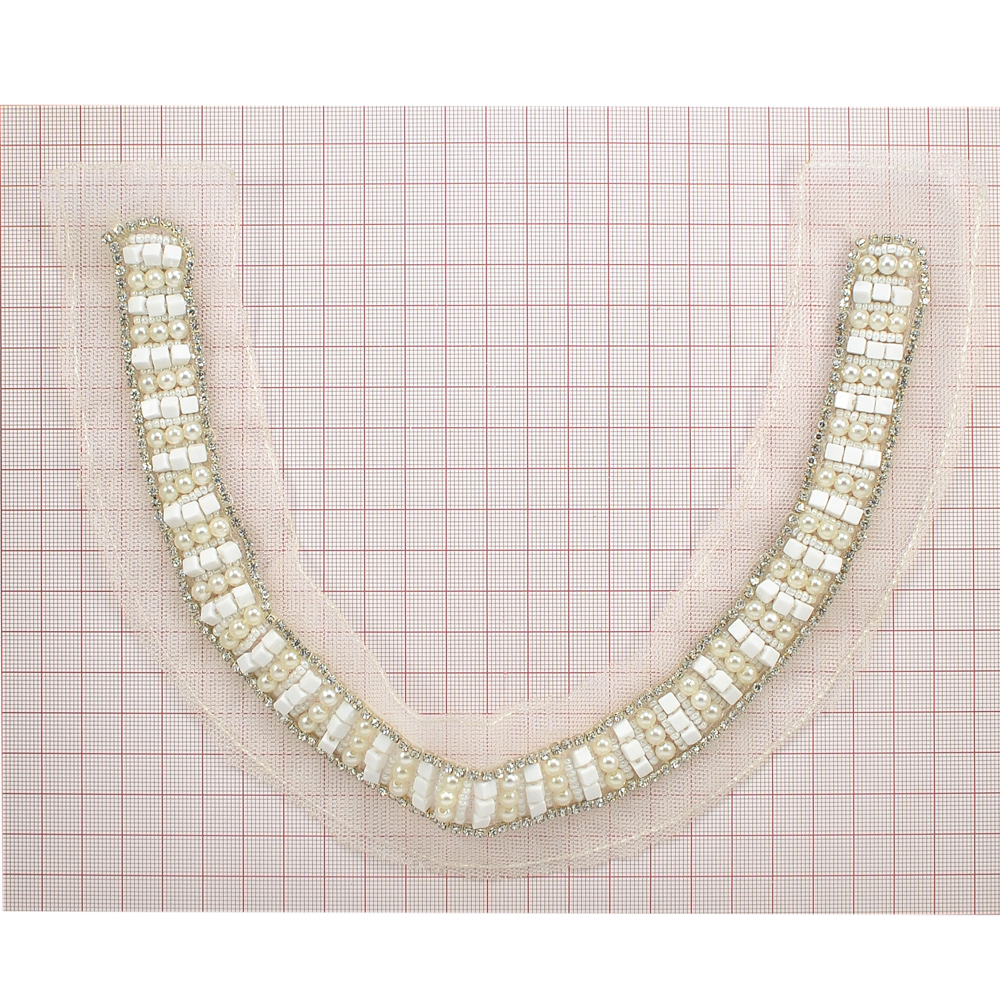 Воротник Шея белый, жемчуг, кубики, шт. Воротники