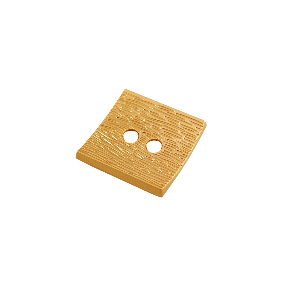 Пуговица металлическая квадратная, мелкая полоска, малая, 25*25мм, матовое золото, шт. Пуговица Металл