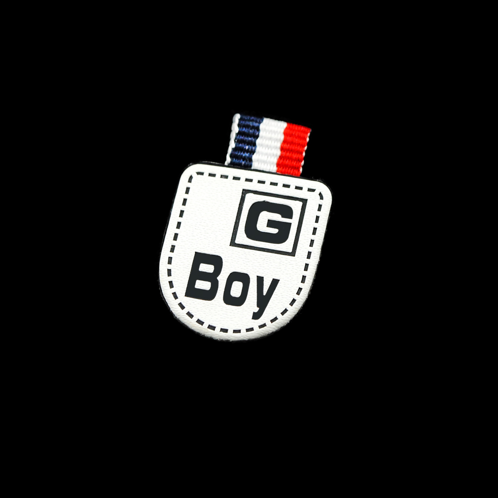 Лейба кожзам Boy G 22*20мм белая, черная, тесьма. Лейба Кожзам