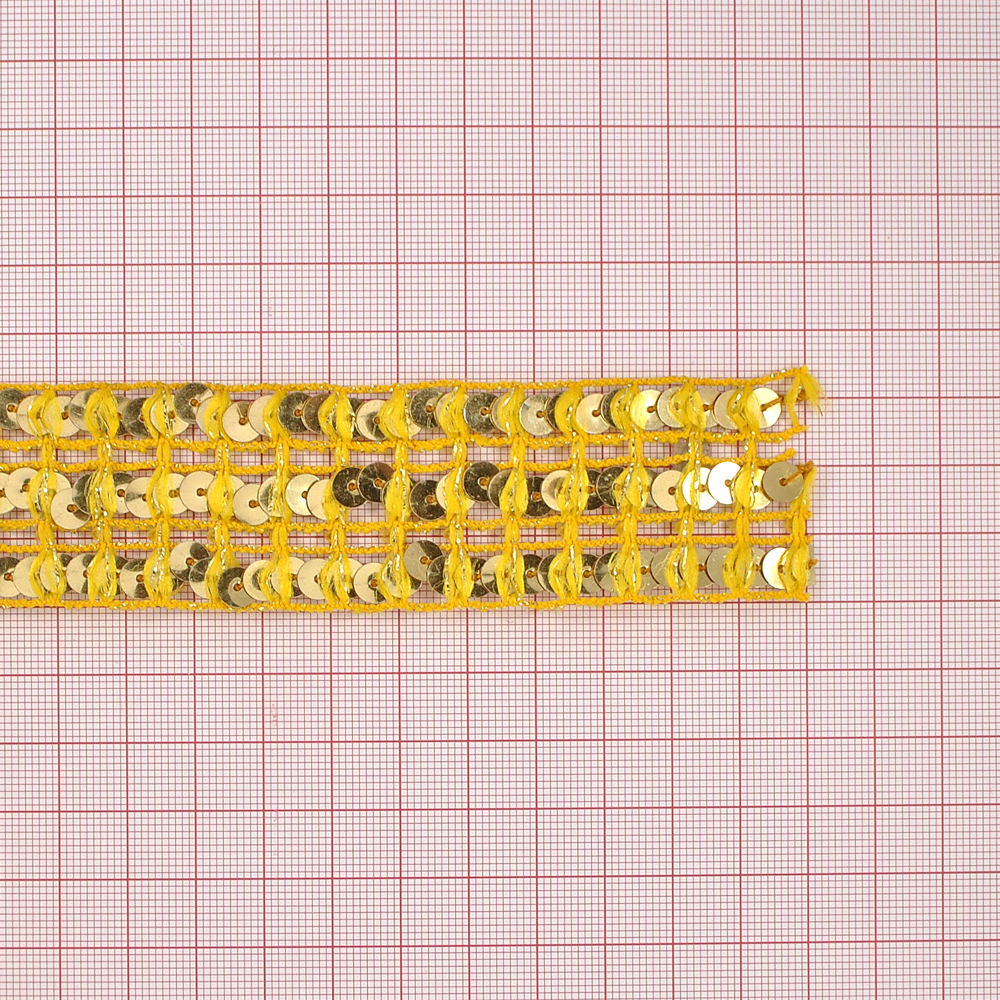 Тесьма пайетки 3,3см № 3/желтые, золото/10м. Тесьма Разное