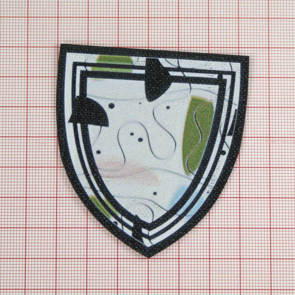 Лейба клеенка блестящая Picasso пазл герб 6*6,5см, черный, бело-зеленый рисунок, шт. Лейба Клеенка