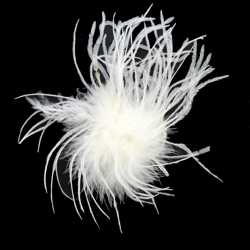 Брошь из перьев, 10-15см, молочный., шт.. Перья