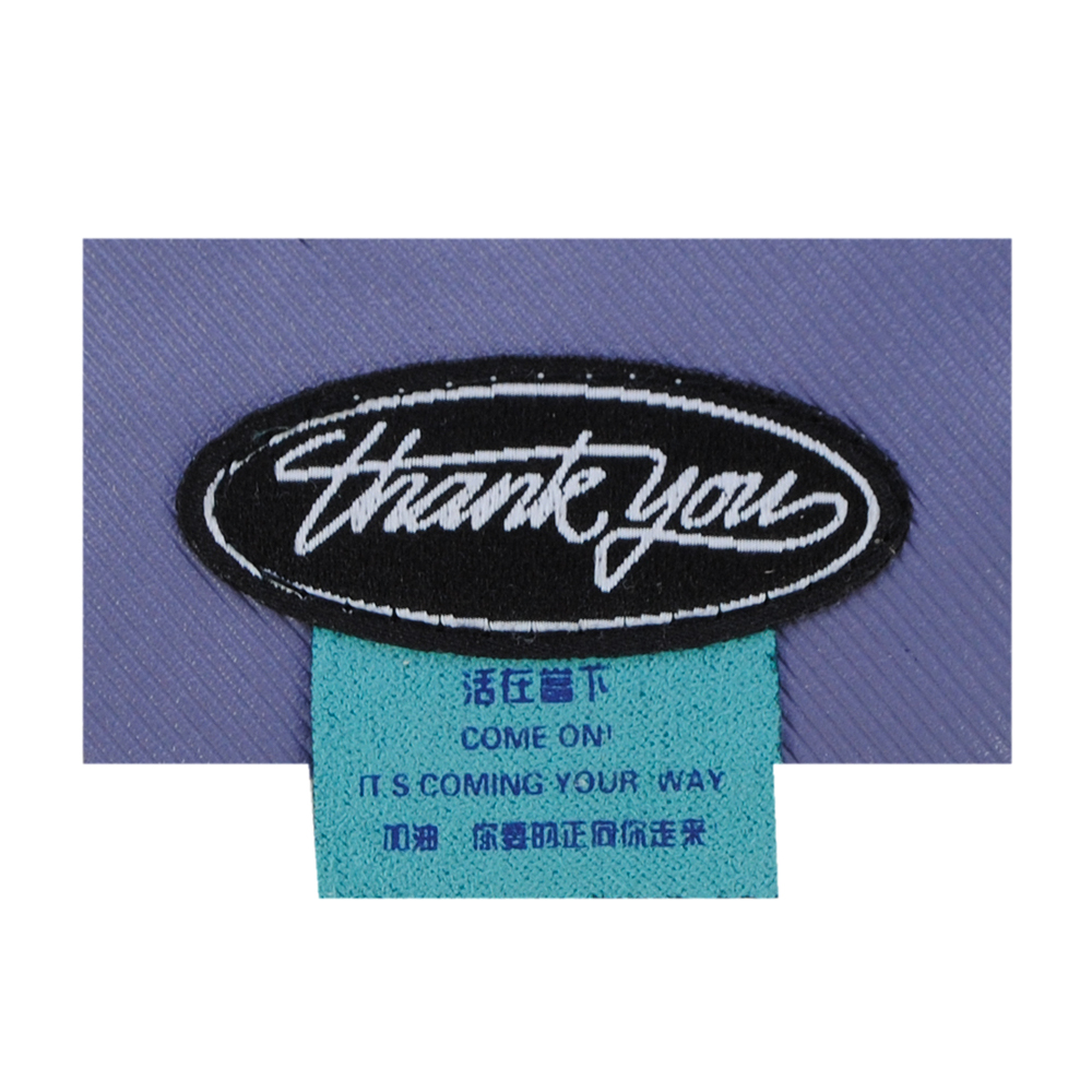 Лейба ткань Thank you, 6*4,4см, чёрный,  светло-фиолетовый, голубой, флажок, шт. Лейба Ткань