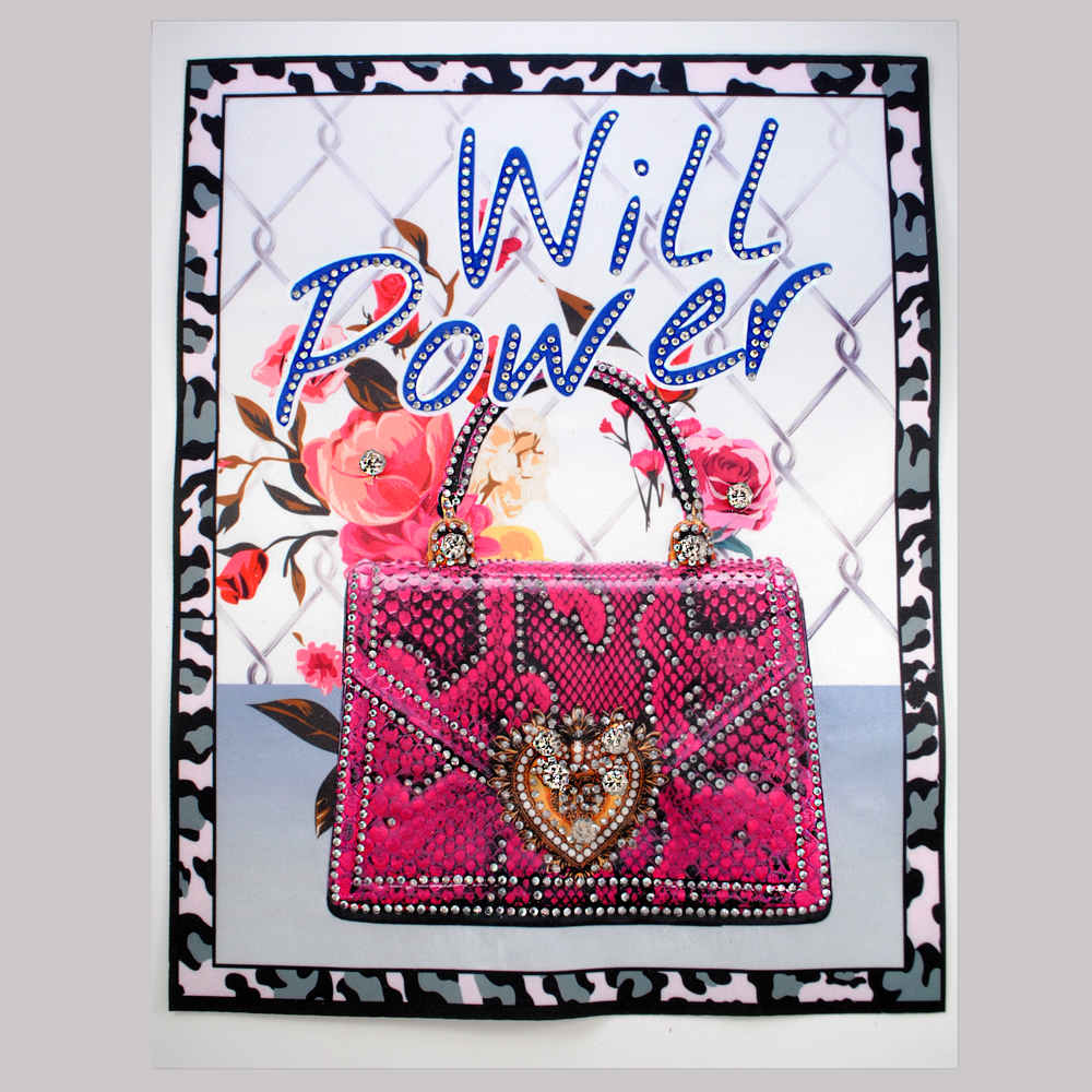 Аппликация приш. Сумка Will Power, 19*23,7см, роз., син., бел., стразы, шт. Аппликации Пришивные Постер