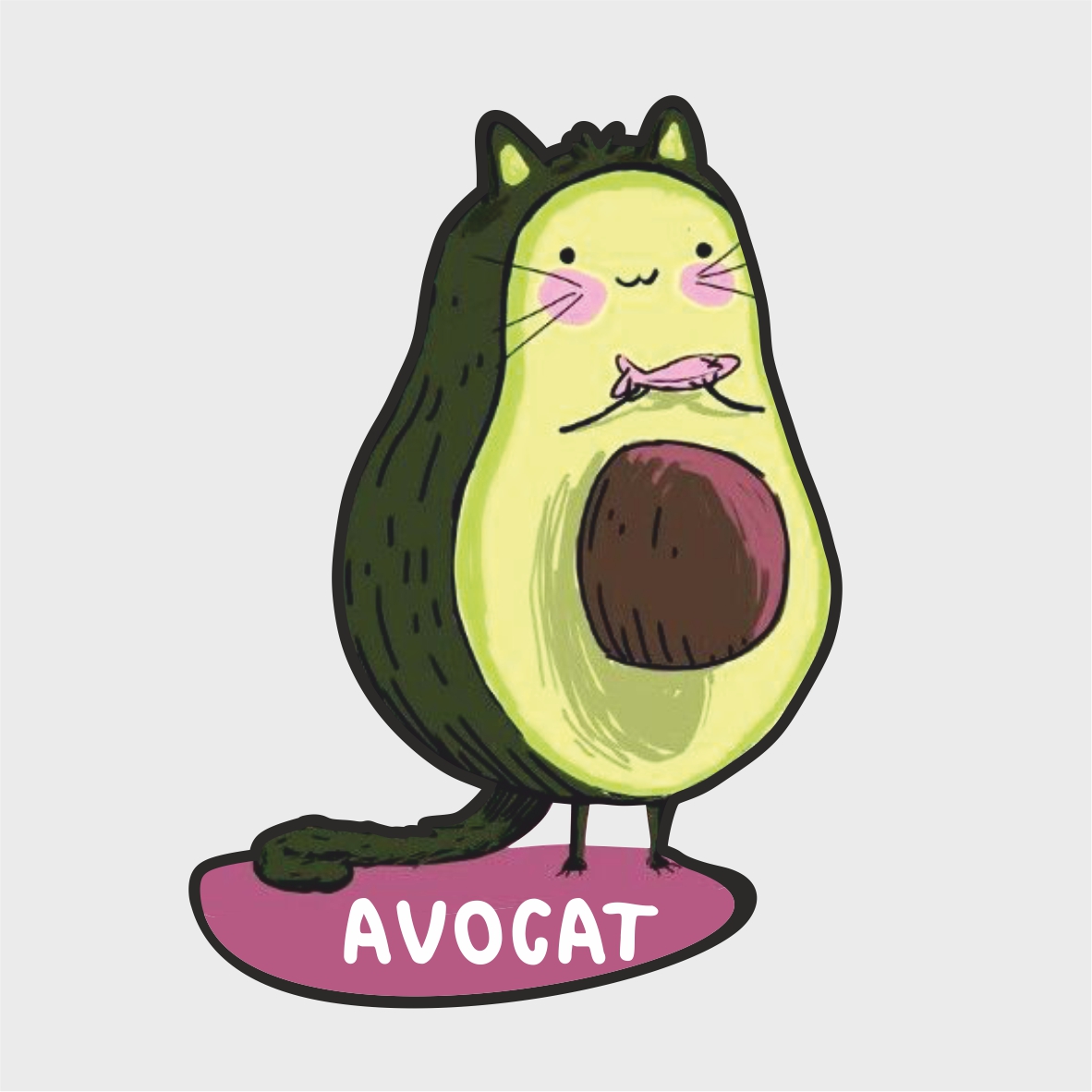 Термоаппликация AVO-CATTO №21-16 (кот авокадо с рыбкой) большая 16,5*23см, шт. Термопереводки Детские