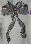 Аппликация тканевая пришивная Бант, серебро, шт. Аппликации Пришивные Цветы Банты