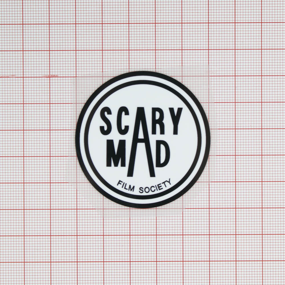 Термоаппликация резиновая Scarry mad 50*50мм, надпись в круге, бело-черная, шт. Термопереводки Резиновые, Термопленка
