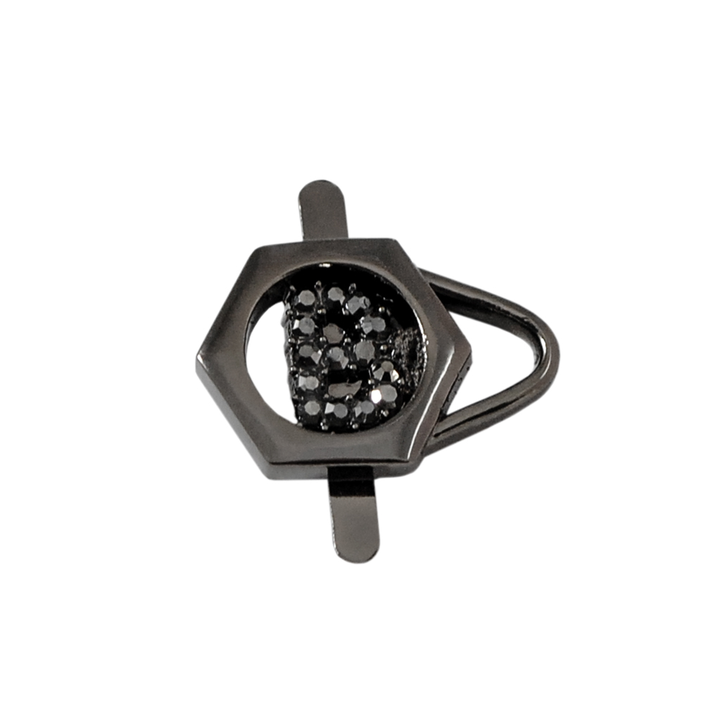 Краб камни и металл Правый, Навесной замок, 2,3*1,5см, матовый никель блек, black diamond, шт. Крабы Металл Геометрия Декор