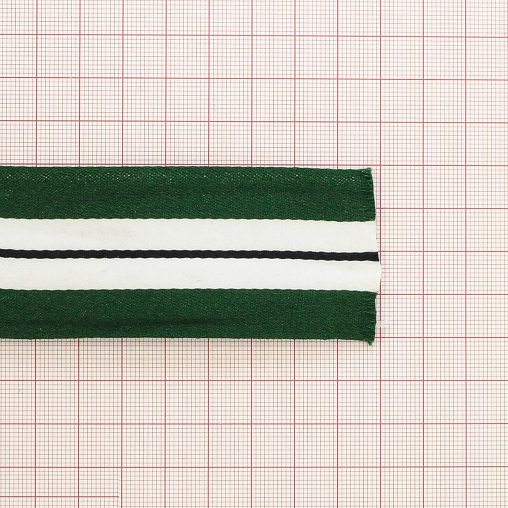 Тесьма Дорожка Зеленая 4см, зеленый, белый и черный, 50ярд. Тесьма