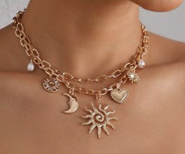 Ожерелье (Солнце, луна,сердце), золото, стразы, бусины, шт. Украшения