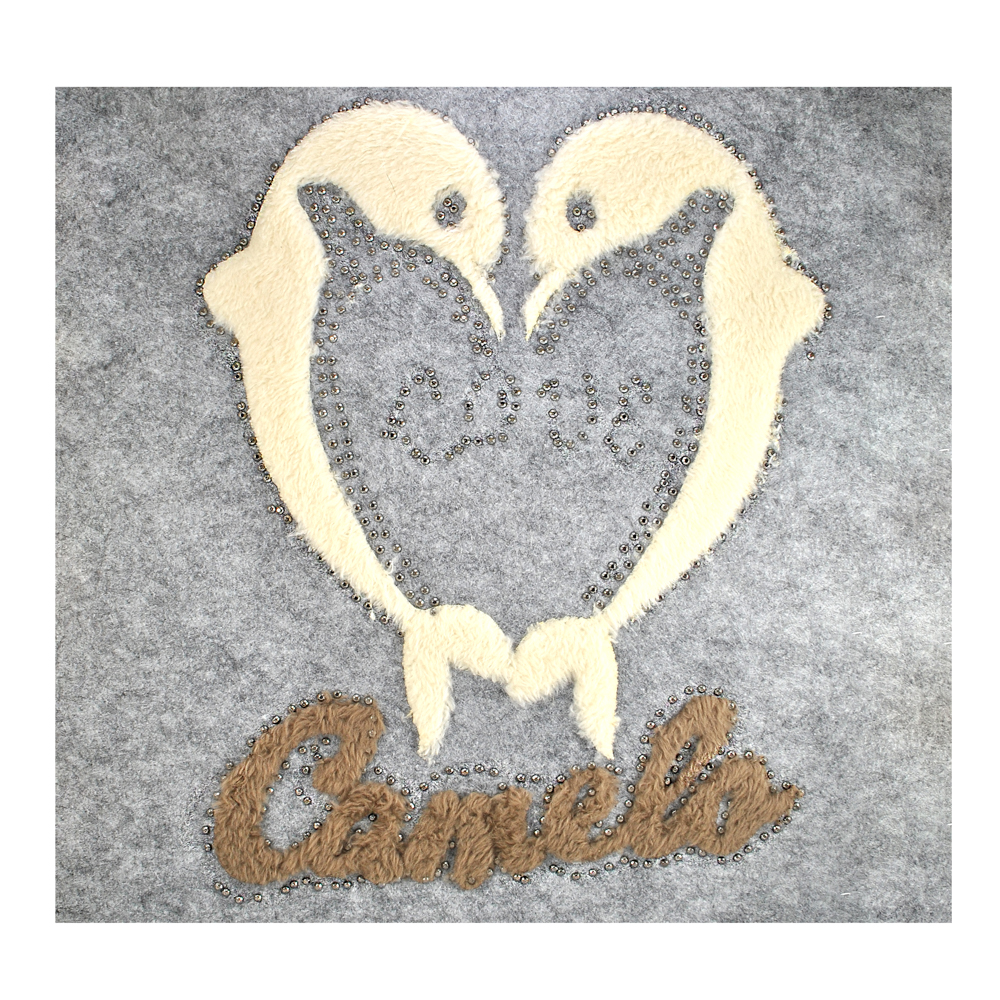 Термоаппликация тканевая со стразами Дельфины Camelo, 23*28см, бежевый, коричневый, хематит, шт. Аппликации клеевые Тканевые
