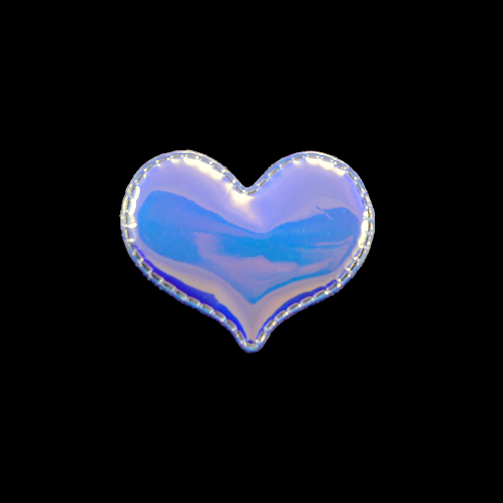 Аппликация приш. силикон. Сердце, 4*5см, голубой, шт.. Аппликации Пришивные Резиновые