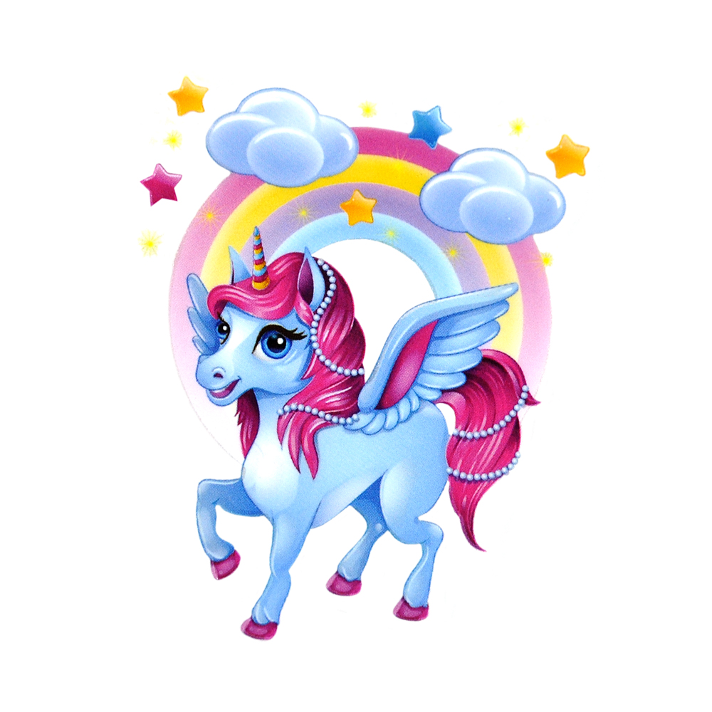 Термоаппликация Единорожек с крыльями, 7*5,7см, розовый, желтый, голубой, белый,  шт. Термопереводки Детские