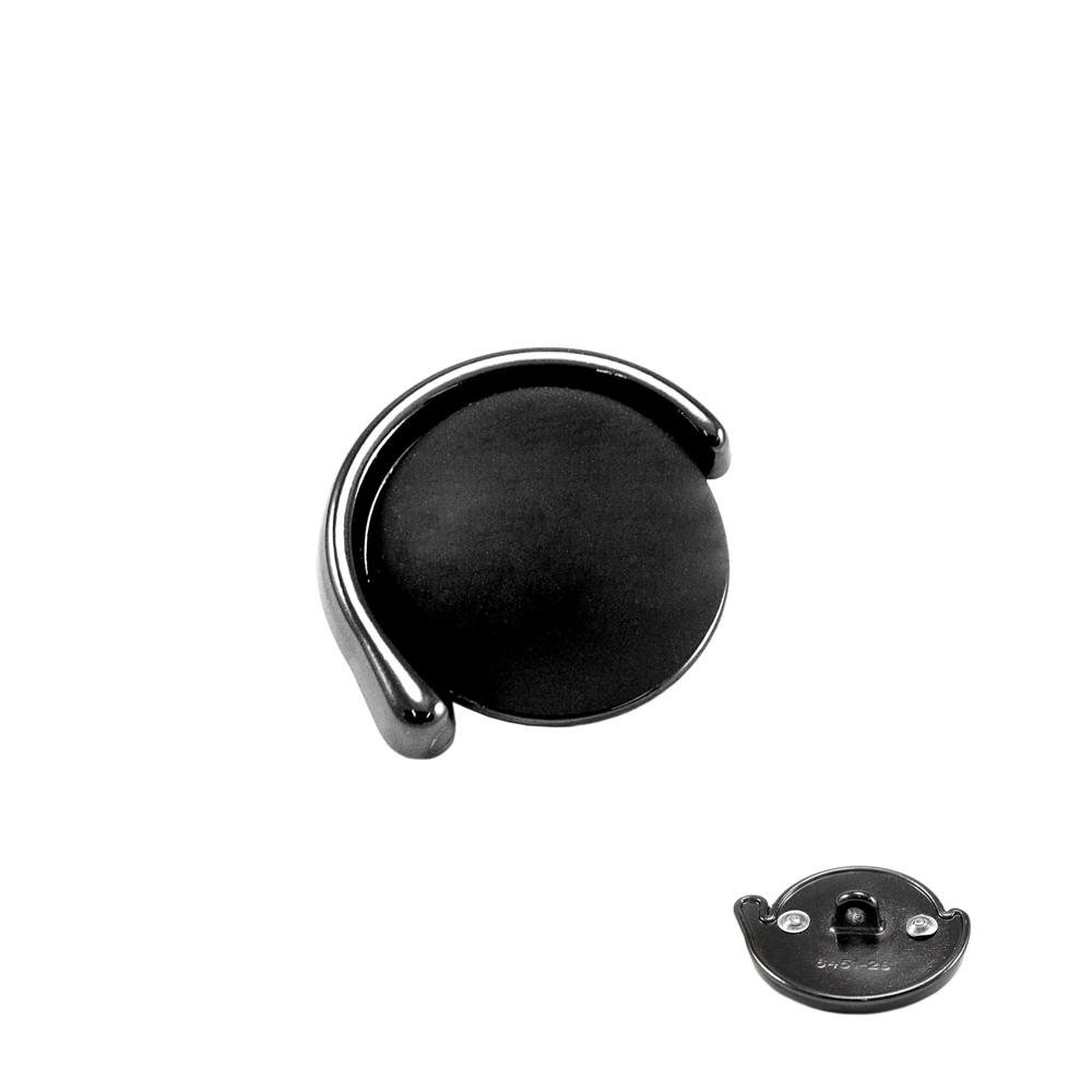 Пуговица металл круглая с дугой 25мм, BLАCK NIKEL, черный матовый, шт. Пуговица Металл