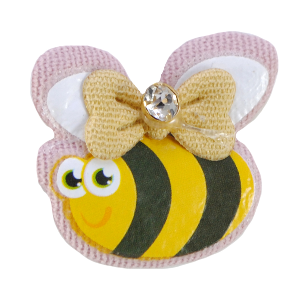 Аппликация тканевая пришивная детская, Пчела, 3*3,5см, стразы белый, черный, желтый, шт. Нашивка Детская