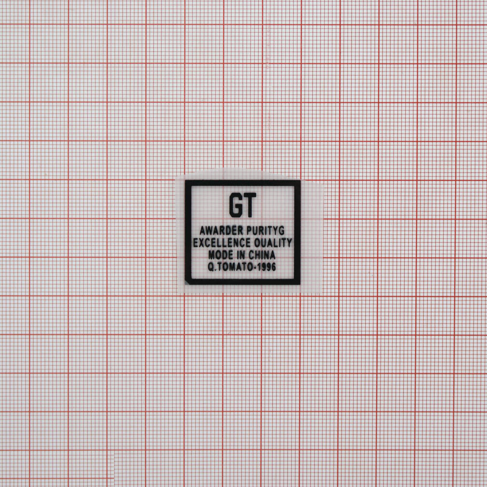 Термоаппликация резиновая прозрачная GT 25*22мм прямоугольная, черный рисунок, шт. Термоаппликации Резиновые Клеенка