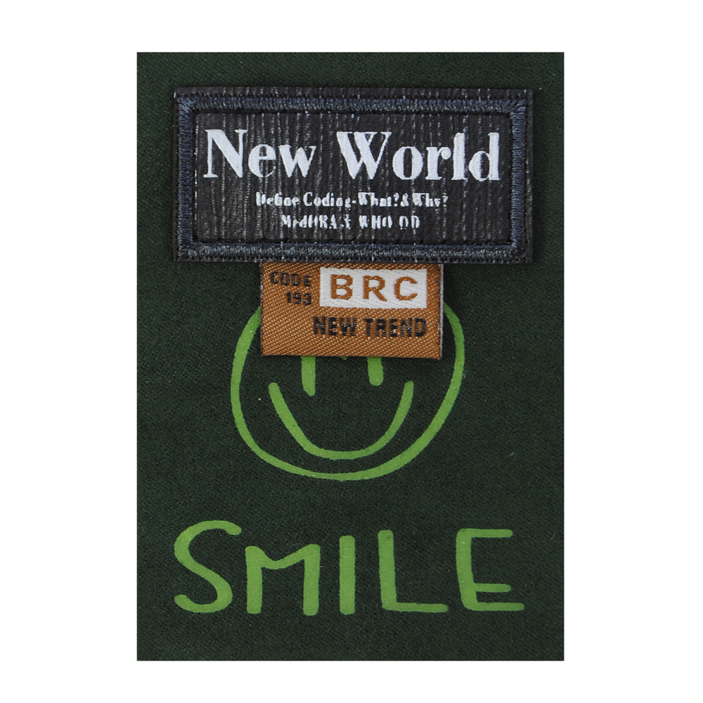 Лейба ткань, New World, 5,9*8,4см, зел., коричн., чёрн., флажок, шт. Лейба Ткань