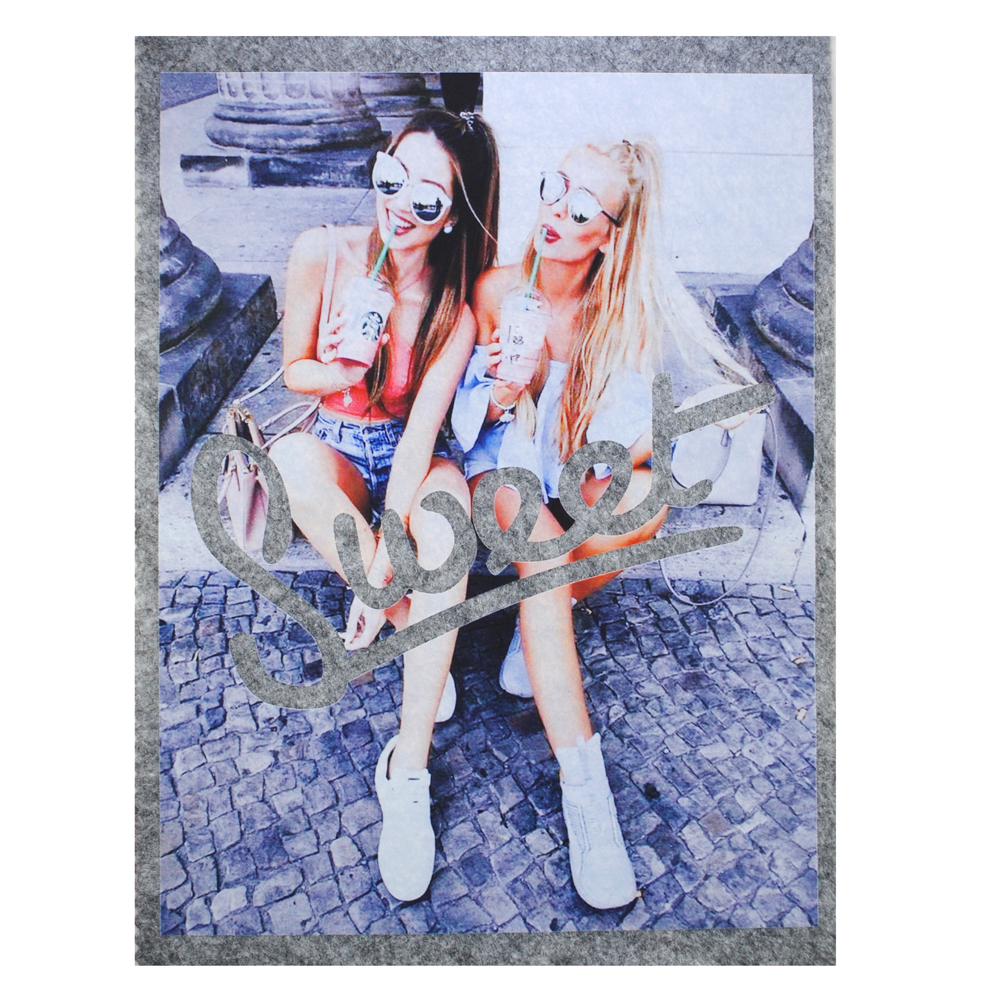 Термоаппликация Две девушки Sweet, 18,5*24,5см, серый, белый, голубой, розовый, шт. Термопереводки Резиновые, Термопленка