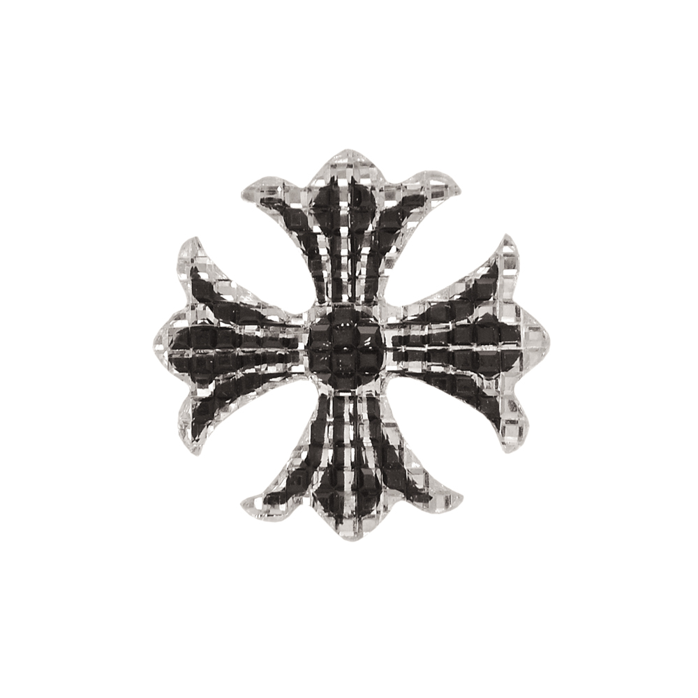 Аппликация клеевая резиновая D164 Крест 35мм фигурный черно-белый, шт. Аппликации клеевые Резина, Силикон