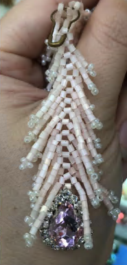 Подвеска из бисера  Ветка с камнем, розовый,  белый, шт. Подвески