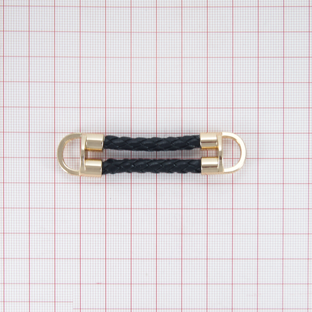 Перетяжка кожзам 9145 13мм GOLD, черный /длина 73мм/. Перетяжка кожзам